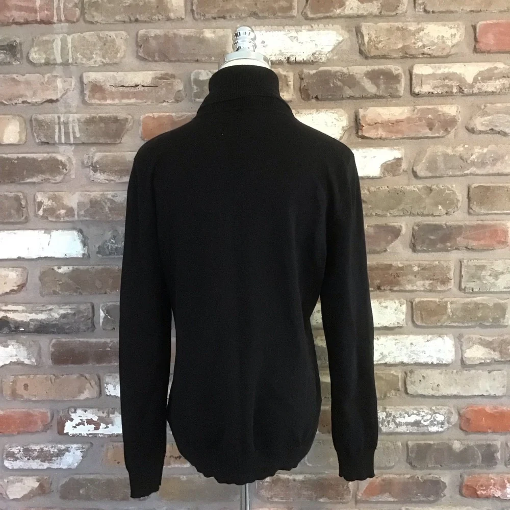 LAUREN RALPH LAUREN Women’s 100% Cotton Black Knit Turtleneck Long Sleeve Top L